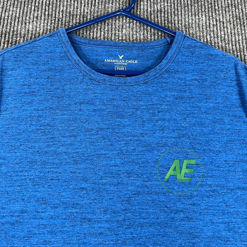 American Eagle Shirt Mens XL Extra Large Blue Short Sleeve Flex Casual Crew Neck